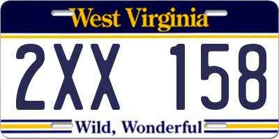WV license plate 2XX158