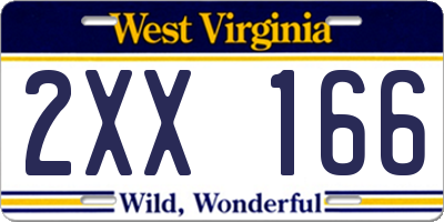 WV license plate 2XX166