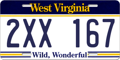 WV license plate 2XX167