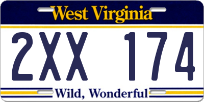 WV license plate 2XX174
