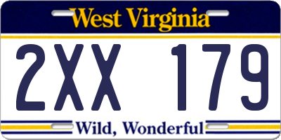 WV license plate 2XX179