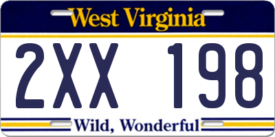 WV license plate 2XX198