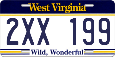 WV license plate 2XX199