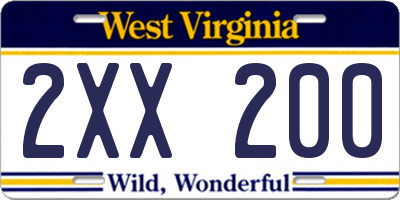 WV license plate 2XX200