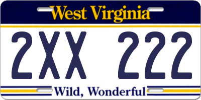 WV license plate 2XX222