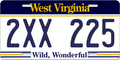 WV license plate 2XX225