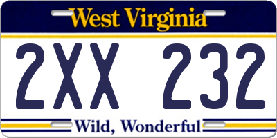 WV license plate 2XX232
