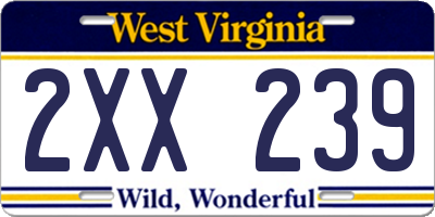 WV license plate 2XX239