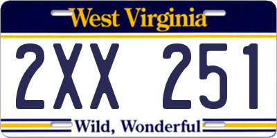 WV license plate 2XX251
