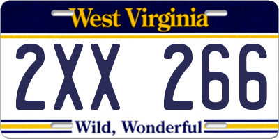 WV license plate 2XX266