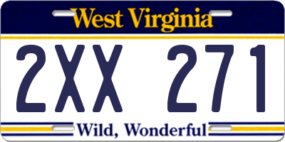 WV license plate 2XX271