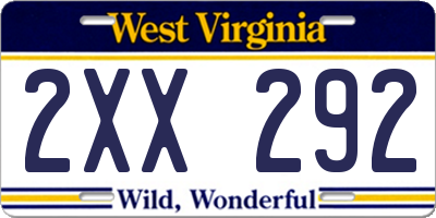 WV license plate 2XX292