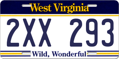 WV license plate 2XX293