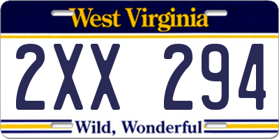 WV license plate 2XX294