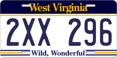WV license plate 2XX296