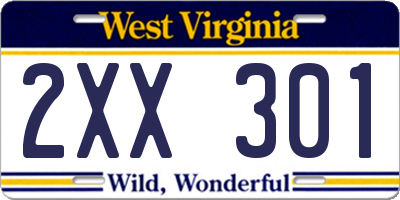 WV license plate 2XX301