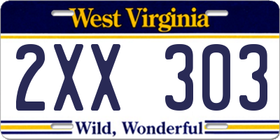WV license plate 2XX303