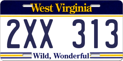 WV license plate 2XX313