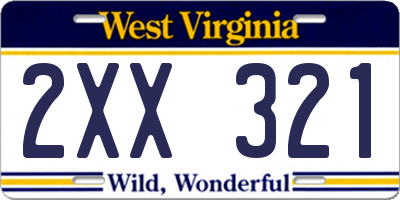 WV license plate 2XX321