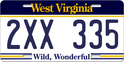 WV license plate 2XX335