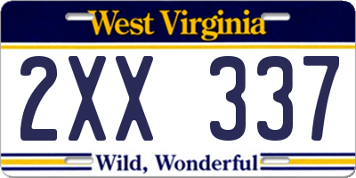WV license plate 2XX337