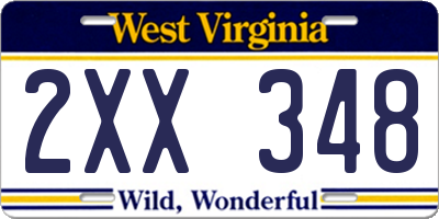 WV license plate 2XX348