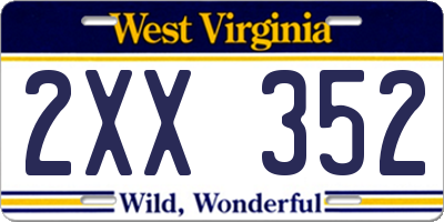 WV license plate 2XX352