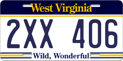WV license plate 2XX406