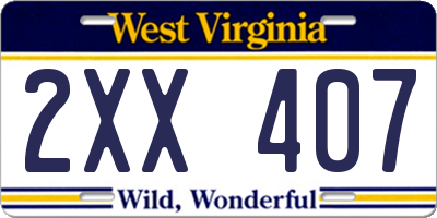WV license plate 2XX407