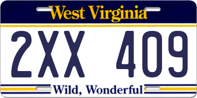 WV license plate 2XX409