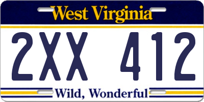 WV license plate 2XX412