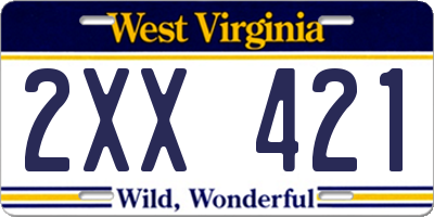 WV license plate 2XX421