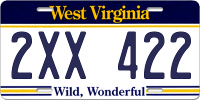WV license plate 2XX422