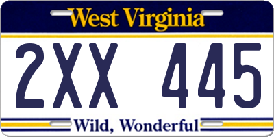 WV license plate 2XX445