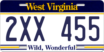 WV license plate 2XX455