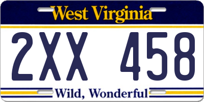 WV license plate 2XX458