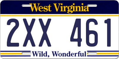 WV license plate 2XX461