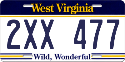 WV license plate 2XX477