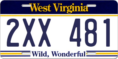 WV license plate 2XX481