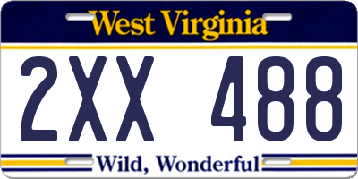 WV license plate 2XX488