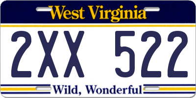 WV license plate 2XX522