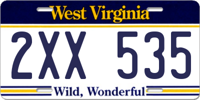 WV license plate 2XX535