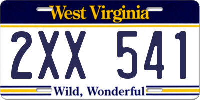 WV license plate 2XX541