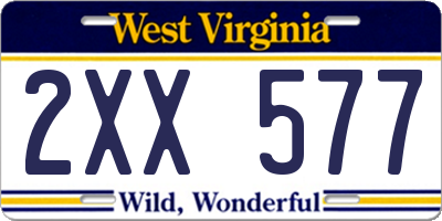 WV license plate 2XX577