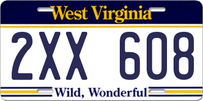 WV license plate 2XX608