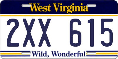WV license plate 2XX615