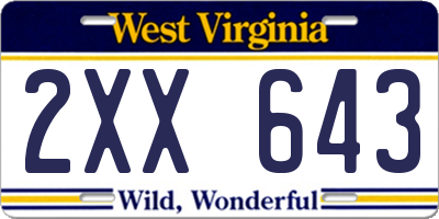 WV license plate 2XX643