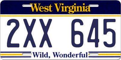WV license plate 2XX645