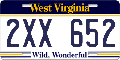 WV license plate 2XX652