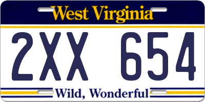 WV license plate 2XX654